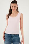 Slim Fit Kalın Askılı Dantelli Kare Yaka Bürümcük Kadın Atlet 5864979 TOZ PEMBE