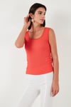 Slim Fit Kalın Askılı Dantelli Kare Yaka Bürümcük Kadın Atlet 5864979 NAR ÇİÇEĞİ