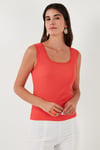 Slim Fit Kalın Askılı Dantelli Kare Yaka Bürümcük Kadın Atlet 5864979 NAR ÇİÇEĞİ