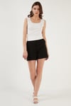 Slim Fit Kalın Askılı Dantelli Kare Yaka Bürümcük Kadın Atlet 5864979 EKRU