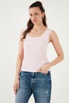 Slim Fit Kalın Askılı Dantelli Kare Yaka Bürümcük Kadın Atlet 5864979 TOZ PEMBE