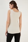 Slim Fit Kalın Askılı Dantelli Kare Yaka Bürümcük Kadın Atlet 5864979 TAŞ