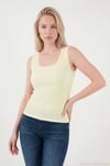 Slim Fit Kalın Askılı Dantelli Kare Yaka Bürümcük Kadın Atlet 5864979 SARI