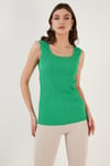 Slim Fit Kalın Askılı Dantelli Kare Yaka Bürümcük Kadın Atlet 5864979 BENETTON