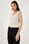 Slim Fit Kalın Askılı Dantelli Kare Yaka Bürümcük Kadın Atlet 5864979 TAŞ