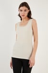 Slim Fit Kalın Askılı Dantelli Kare Yaka Bürümcük Kadın Atlet 5864979 TAŞ