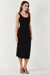Slim Fit Kalın Askılı Midi Kadın Elbise 5866154 SİYAH