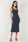 Slim Fit Kalın Askılı Midi Kadın Elbise 5866154 FÜME