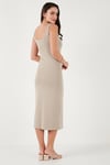Slim Fit Kalın Askılı Midi Kadın Elbise 5866154 TAŞ