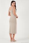 Slim Fit Kalın Askılı Midi Kadın Elbise 5866154 TAŞ
