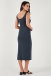 Slim Fit Kalın Askılı Midi Kadın Elbise 5866154 FÜME