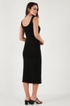 Slim Fit Kalın Askılı Midi Kadın Elbise 5866154 SİYAH