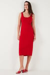 Slim Fit Kalın Askılı Midi Kadın Elbise 5866154 KIRMIZI
