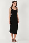 Slim Fit Kalın Askılı Midi Kadın Elbise 5866154 SİYAH