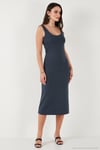 Slim Fit Kalın Askılı Midi Kadın Elbise 5866154 FÜME