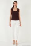 Slim Fit Kalın Dantelli Kare Yaka Bürümcük 2'li Paket Kadın Atlet 5864979S2 İNDİGO-VİŞNE