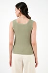 Slim Fit Kalın Dantelli Kare Yaka Bürümcük 2'li Paket Kadın Atlet 5864979S2 Olive-VİŞNE