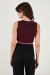 Slim Fit Kalp Yaka Düğmeli Kalın Askılı Crop Kadın Yelek 5865497 BORDO