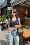 Slim Fit Kalp Yaka Düğmeli Kalın Askılı Crop Kadın Yelek 5865497 LACİVERT