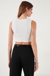Slim Fit Kalp Yaka Düğmeli Kalın Askılı Crop Kadın Yelek 5865497 SİYAH ÇİZGİLİ