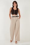 Slim Fit Kalp Yaka Düğmeli Kalın Askılı Crop Kadın Yelek 5865497 KAHVE