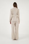Slim Fit Kruvaze Yaka Pileli Bele Oturan Kadın Takım 6928884 TAŞ
