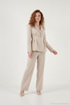 Slim Fit Kruvaze Yaka Pileli Bele Oturan Kadın Takım 6928884 TAŞ