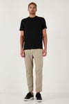 Slim Fit Lastikli Bel Boru Paça Kemer Detaylı Erkek Pantolon 5543S86JMILANO BEJ