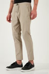 Slim Fit Lastikli Bel Boru Paça Kemer Detaylı Erkek Pantolon 5543S86JMILANO BEJ