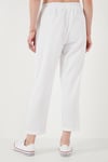 Slim Fit Normal Bel Boru Paça Kadın Pantolon 668YP5372 BEYAZ