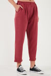 Slim Fit Normal Bel Boru Paça Kadın Pantolon 668YP5372 BORDO