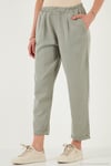 Slim Fit Normal Bel Boru Paça Kadın Pantolon 668YP5372 AÇIK HAKİ