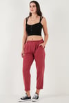 Slim Fit Normal Bel Boru Paça Kadın Pantolon 668YP5372 BORDO