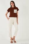 Slim Fit Normal Bel Boru Paça Kadın Pantolon 668YP5372 TAŞ
