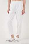 Slim Fit Normal Bel Boru Paça Kadın Pantolon 668YP5372 BEYAZ