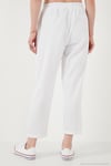 Slim Fit Normal Bel Boru Paça Kadın Pantolon 668YP5372 BEYAZ
