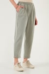 Slim Fit Normal Bel Boru Paça Kadın Pantolon 668YP5372 AÇIK HAKİ