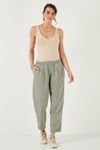 Slim Fit Normal Bel Boru Paça Kadın Pantolon 668YP5372 AÇIK HAKİ
