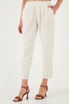 Slim Fit Normal Bel Boru Paça Kadın Pantolon 668YP5372 TAŞ