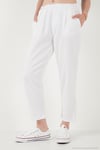Slim Fit Normal Bel Boru Paça Kadın Pantolon 668YP5372 BEYAZ