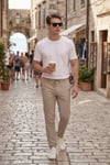 Slim Fit Normal Bel Daralan Paça Erkek Pantolon 6841483 BEJ