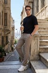 Slim Fit Normal Bel Daralan Paça Erkek Pantolon 6843649 VİZON
