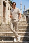 Slim Fit Normal Bel Daralan Paça Erkek Pantolon 6843654 VİZON