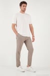 Slim Fit Normal Bel Daralan Paça Erkek Pantolon 6843649 BEJ