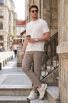 Slim Fit Normal Bel Daralan Paça Erkek Pantolon 6843649 BEJ