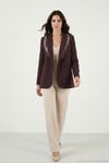 Slim Fit Şal Detaylı Kruvaze Yaka Kadın Ceket 6927665 MÜRDÜM
