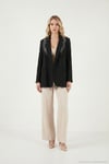 Slim Fit Şal Detaylı Kruvaze Yaka Kadın Ceket 6927665 SİYAH