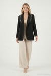 Slim Fit Şal Detaylı Kruvaze Yaka Kadın Ceket 6927665 SİYAH