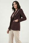 Slim Fit Şal Detaylı Kruvaze Yaka Kadın Ceket 6927665 MÜRDÜM