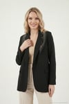 Slim Fit Şal Detaylı Kruvaze Yaka Kadın Ceket 6927665 SİYAH
